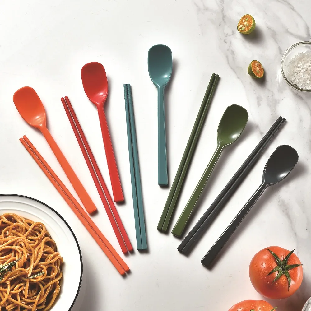 Non-slip Silicone Chopsticks Mildew-proof Japanese Silicone Spoon Dishwasher Safe High Temperature Resistant Tableware Set
