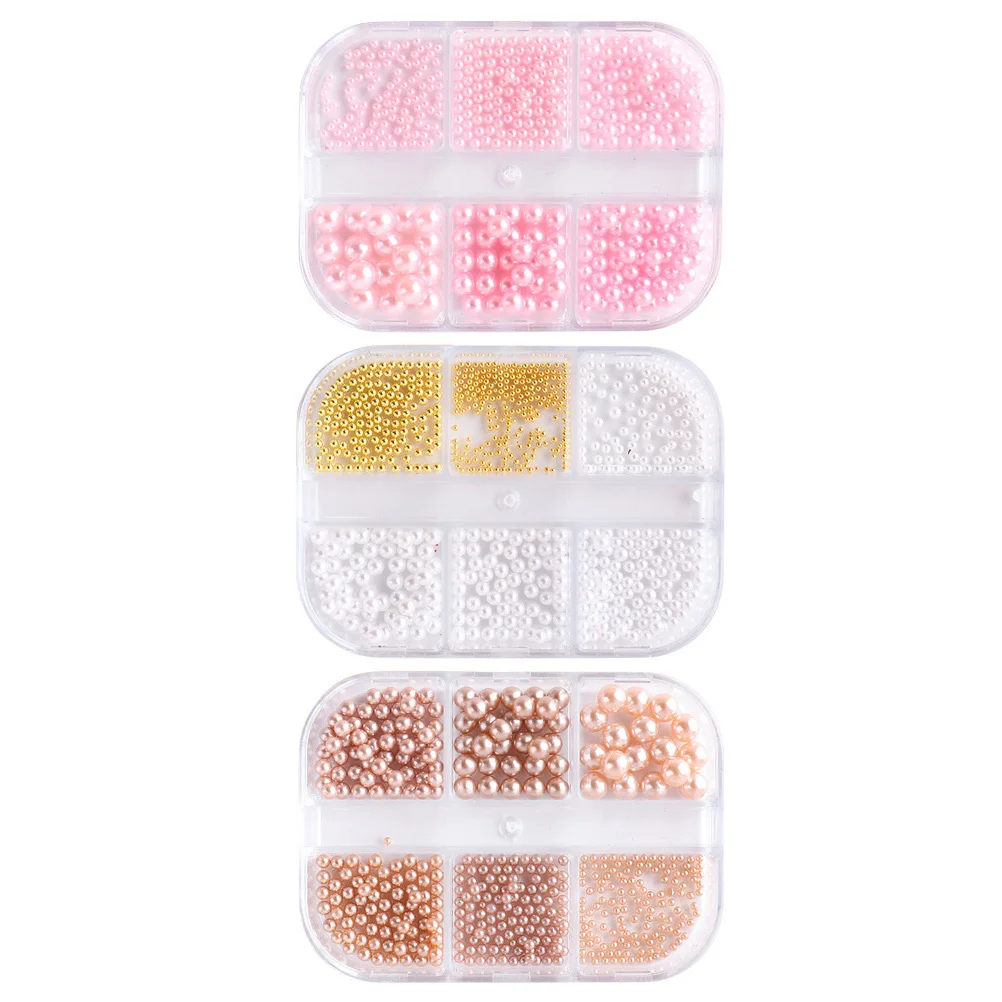 

3 Boxes Nail Pearl Charms Plastic Beads DIY Manicure Ornaments Nail Art Embellishment Decor Manicure Beads Decors