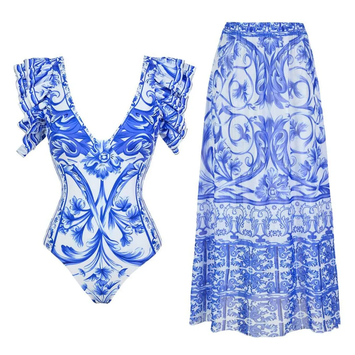 

2025 New Fashion Trend Sexy Swimsuit Printed Swimsuit One-piece Suit Female Beach Monokini Swimming Suit for Women Купальник