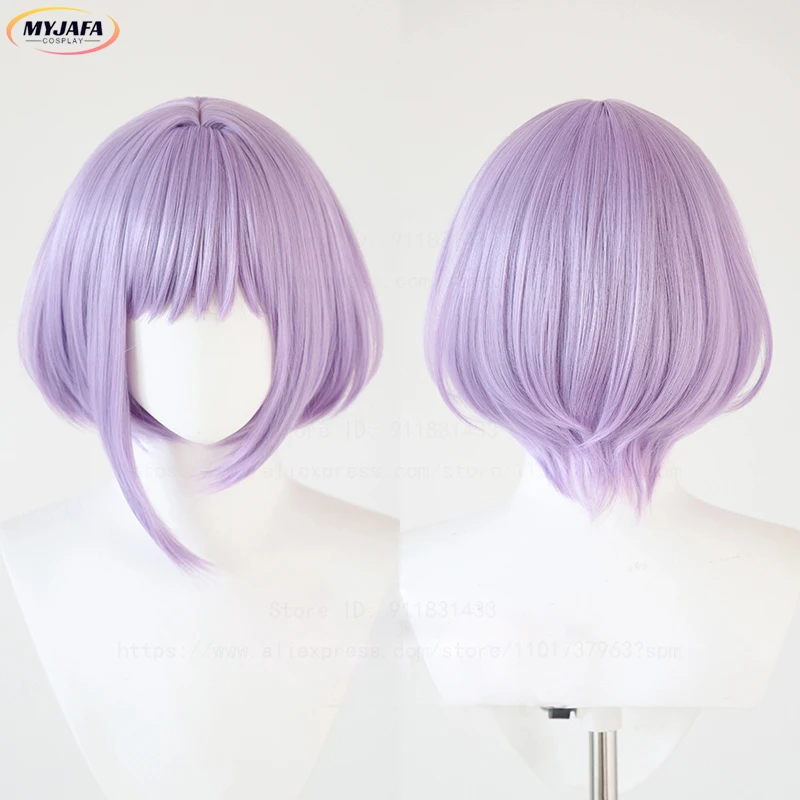 

Парик для косплея Vampire Lilith, парик Yutenji Nyamu, короткие светло-фиолетовые термостойкие парики из синтетических волос + шапочка для парика