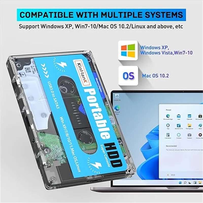 500G Portable External Hard Drive Batocera 33 With 110000+ Game Games for PS2/PS1/SS/MAME/ARCADE Emulator for Laptop/PC/Windows