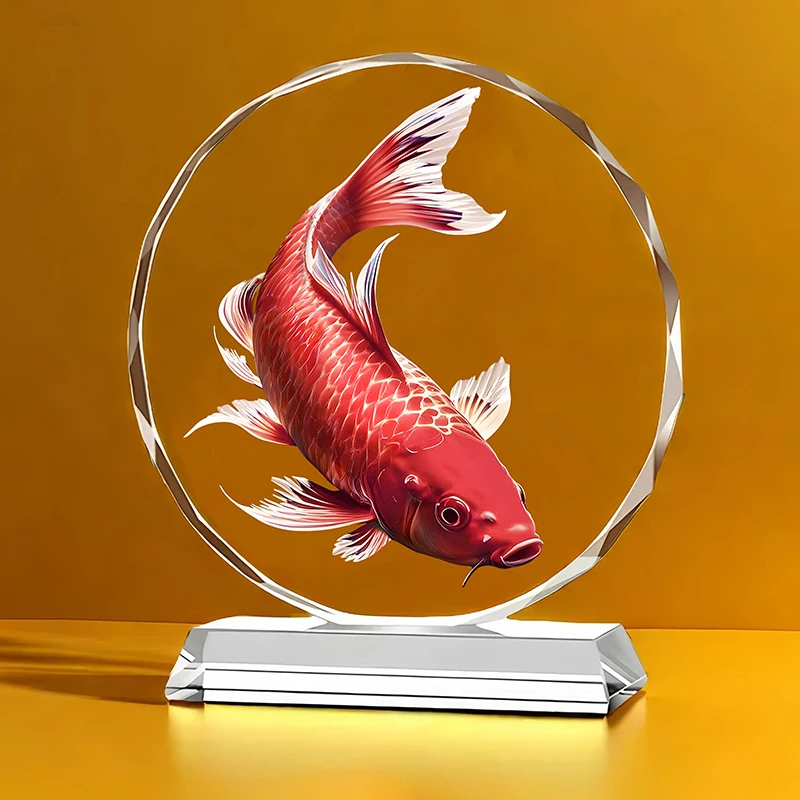 

Every Year, There Are More Than Koi Crystal Ornaments, Light Luxury, High-end Home Creative Desktop Decoration, Living Room
