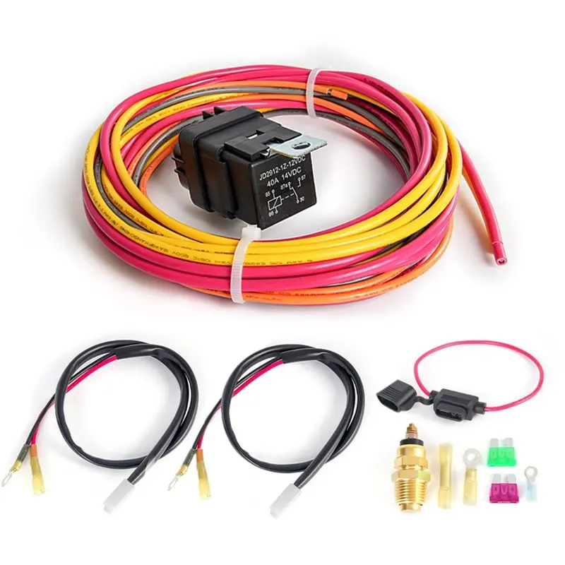 

AT28-Thermostat Temperature Switch Electric Fan Wiring Kit 40A Relay 185F On 165F Off Universal