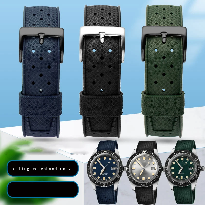 20mm 22mm breathable silicone watchband for Seiko Longines Concas Hollyssey diving series 65 replica sports watch chain strap