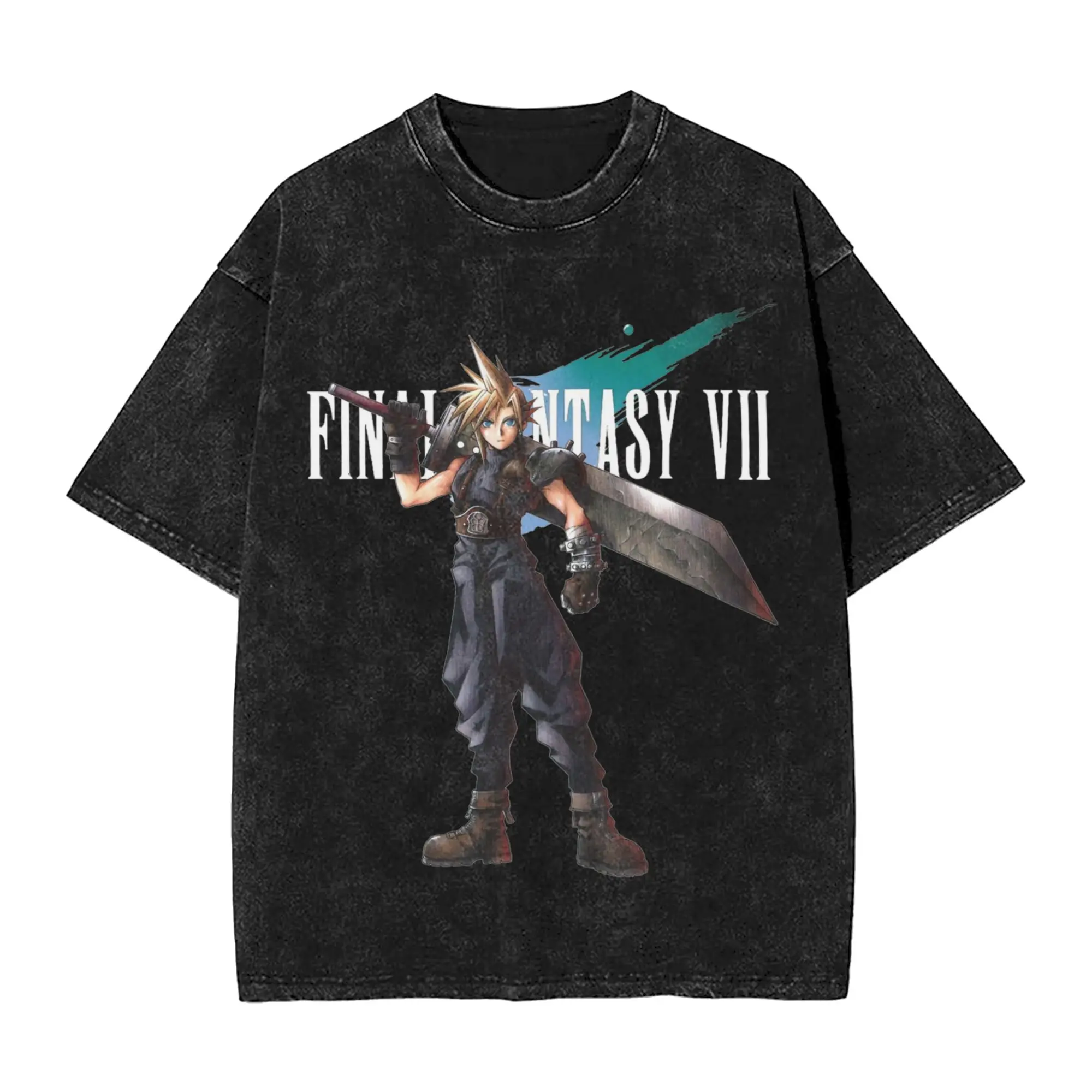 Men Women's Finals Fantasys Character Vintage Washed T Shirts  Pure Cotton Tops Funny Short Sleeve Crew Neck Tee Shirt