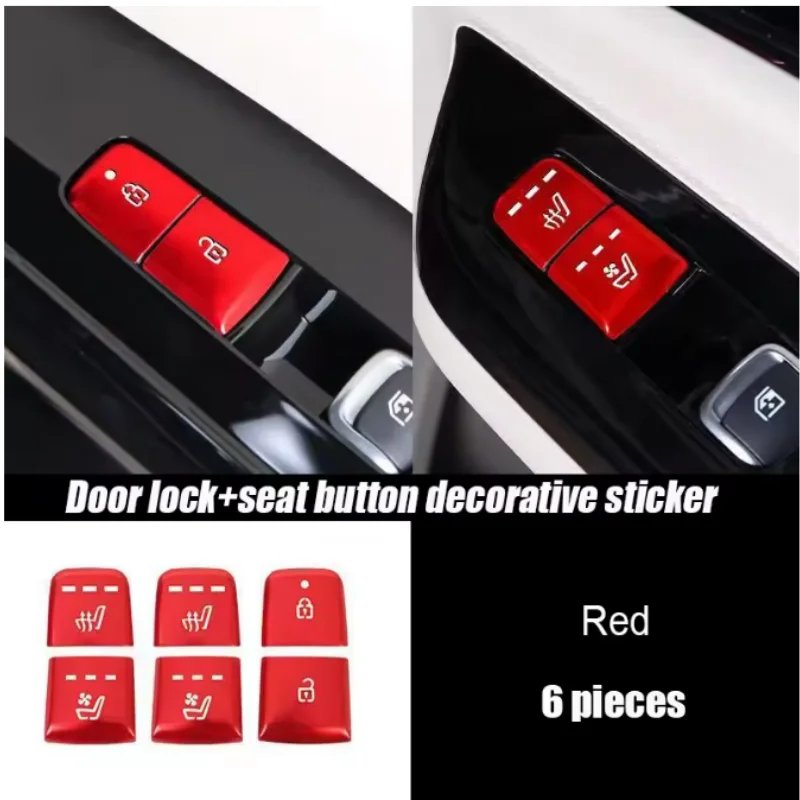 For Kia Carnival Sedona KA4 2021-2024 Aluminium alloy Door lock seat heating button decorative sticker Interior