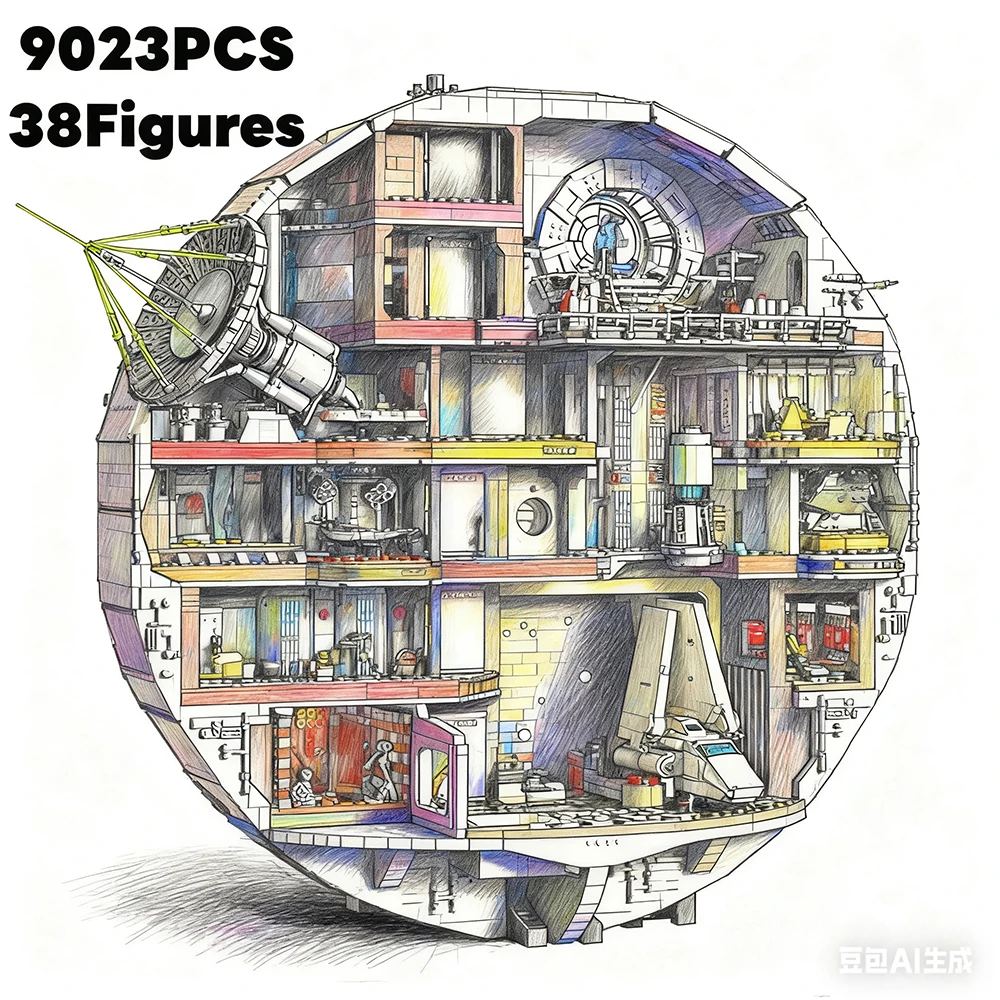 

2025 новая серия Space War, 9023 шт., гигантская модель космического корабля, строительные блоки, сложное украшение, сборка, игрушки, подарки на день рождения