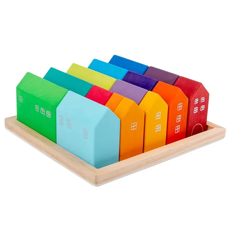 Quattro elementi Foresta Piccola casa sull'albero Corallo Puzzle in legno Ins Blocchi impilabili Giocattoli da costruzione per giochi di finzione per bambini