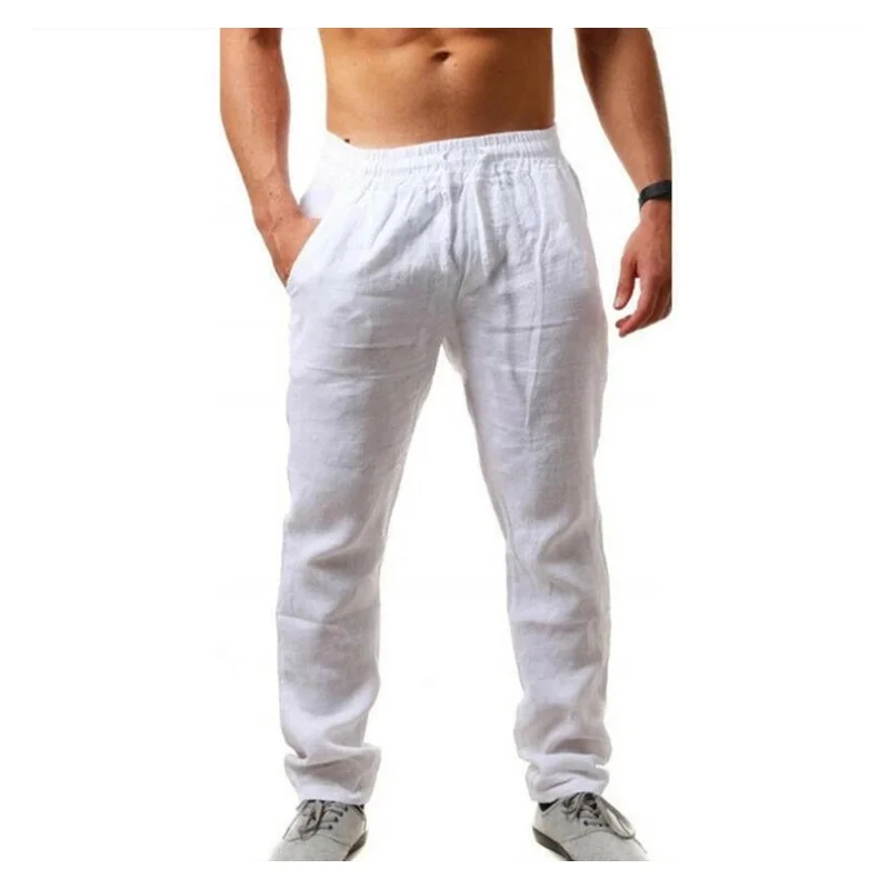 

Men's Cotton Linen Pants Male Autumn New Breathable Solid Color Linen Trousers Fitness Streetwear S-3XL