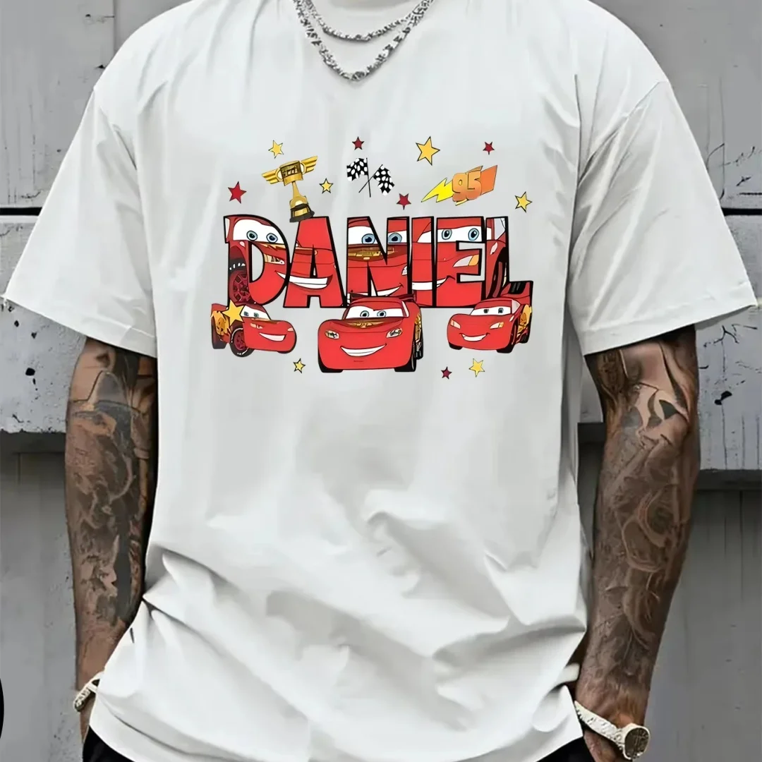 Disney hommes voiture foudre mcqueen 95 mater camiseta verão moda puro algodão masculino camiseta roupas infantis t y2k mulher