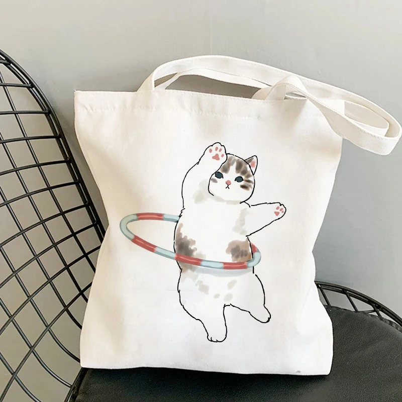 Fashion Shopper Bag Kawaii Cats Cute Animal Bags Shopping Bag Canvas Bags Tote Bag Handbags Casual Girl Shoulder Bags for Girls