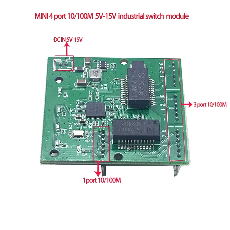 LED Mini PBCswitch module LED  4Ports Network Switches Pcb Board 10/100M indutrial switch module Expand 5-12V PD 12v LED