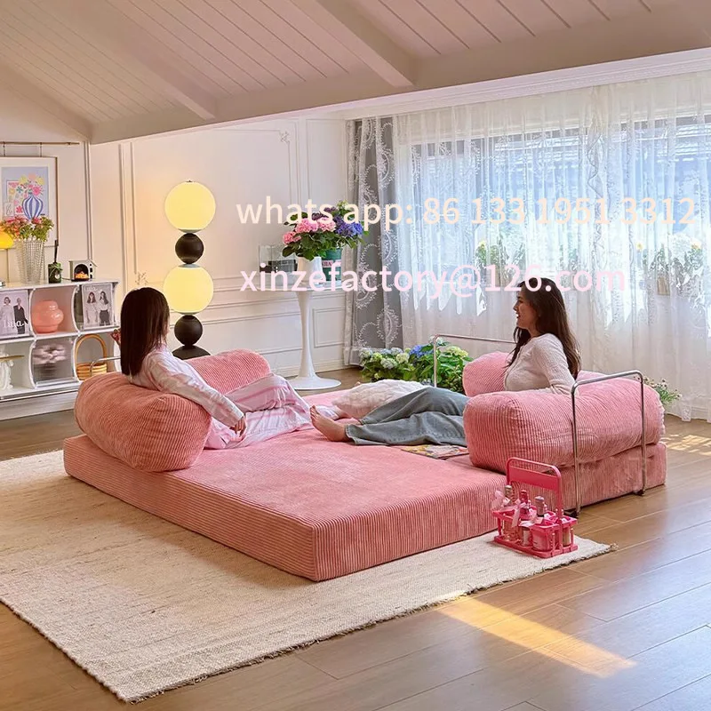 

Customizable Maillard retro corduroy fabric surprise quiet wind removable and washable lazy living room small apartment sofa