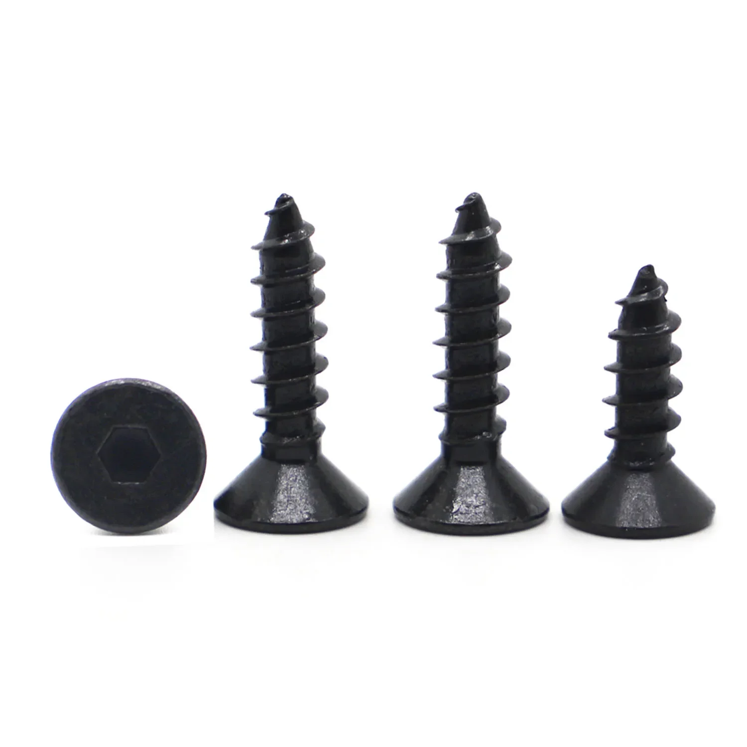 5-50pcs Black Grade 8.8 Steel Hex Hexagon Socket Countersunk Flat Head Self Tapping Screws M3 M4 M5 M6