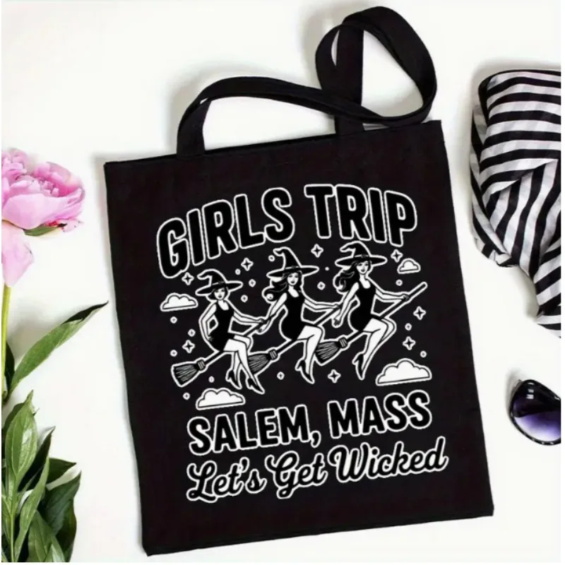 

Witch Halloween Book Enthusiast Handbag Funny Read Pattern "My Weekend Is Booked" Women's Open Shoulder Backpack Book Collectors