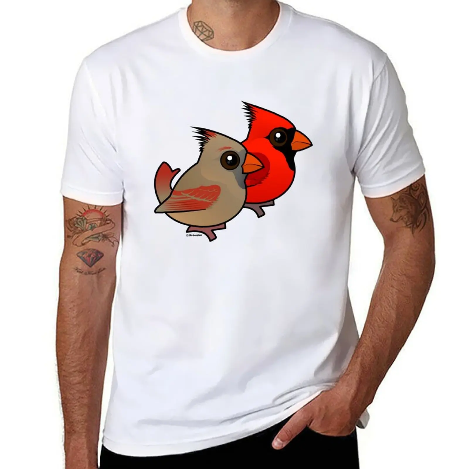 

Birdorable Northern Cardinal Pair T-Shirt t shirt custom print cotton tshirt 100% T-Shirt