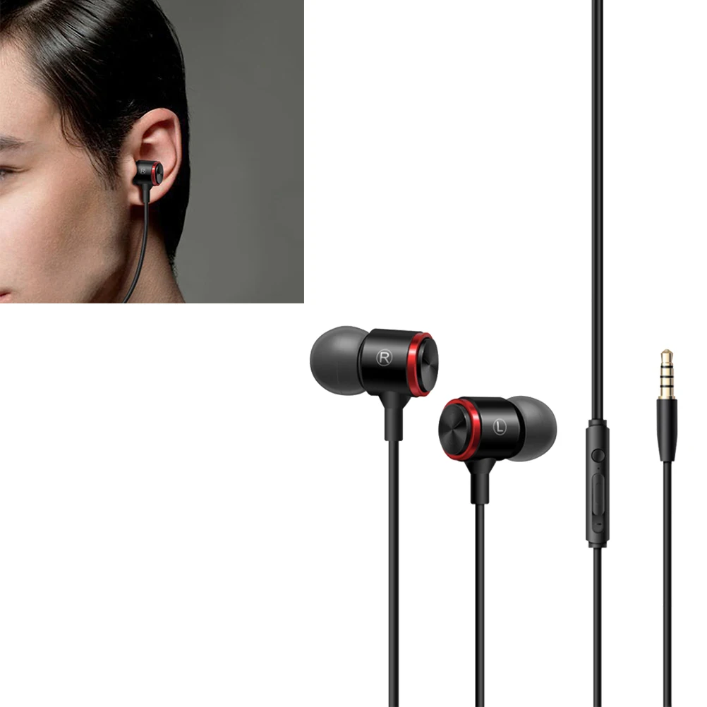 

Upgraded Metal Heavy Bass Headphone In-Ear Earphone Sound Quality Music Headset For Computer Mobile Phone Black Durable