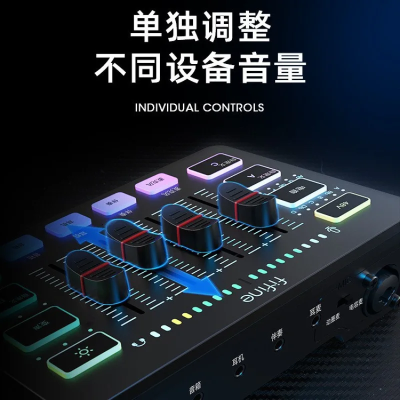 معدات غير Vandi fifine Game LIVE SC3 مجموعة كاملة من ميكروفون بطاقة الصوت الخارجية USB لسطح المكتب