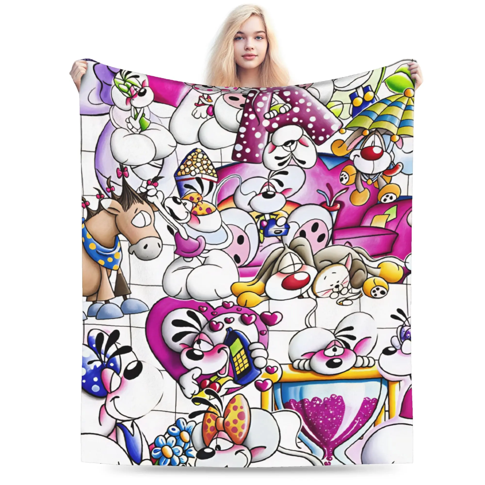 Diddl and Diddlina   Blanket  Super Soft Novelty Plush Throw Blanket For Kids Couch Bed Flannel Bedspread Bed Cover