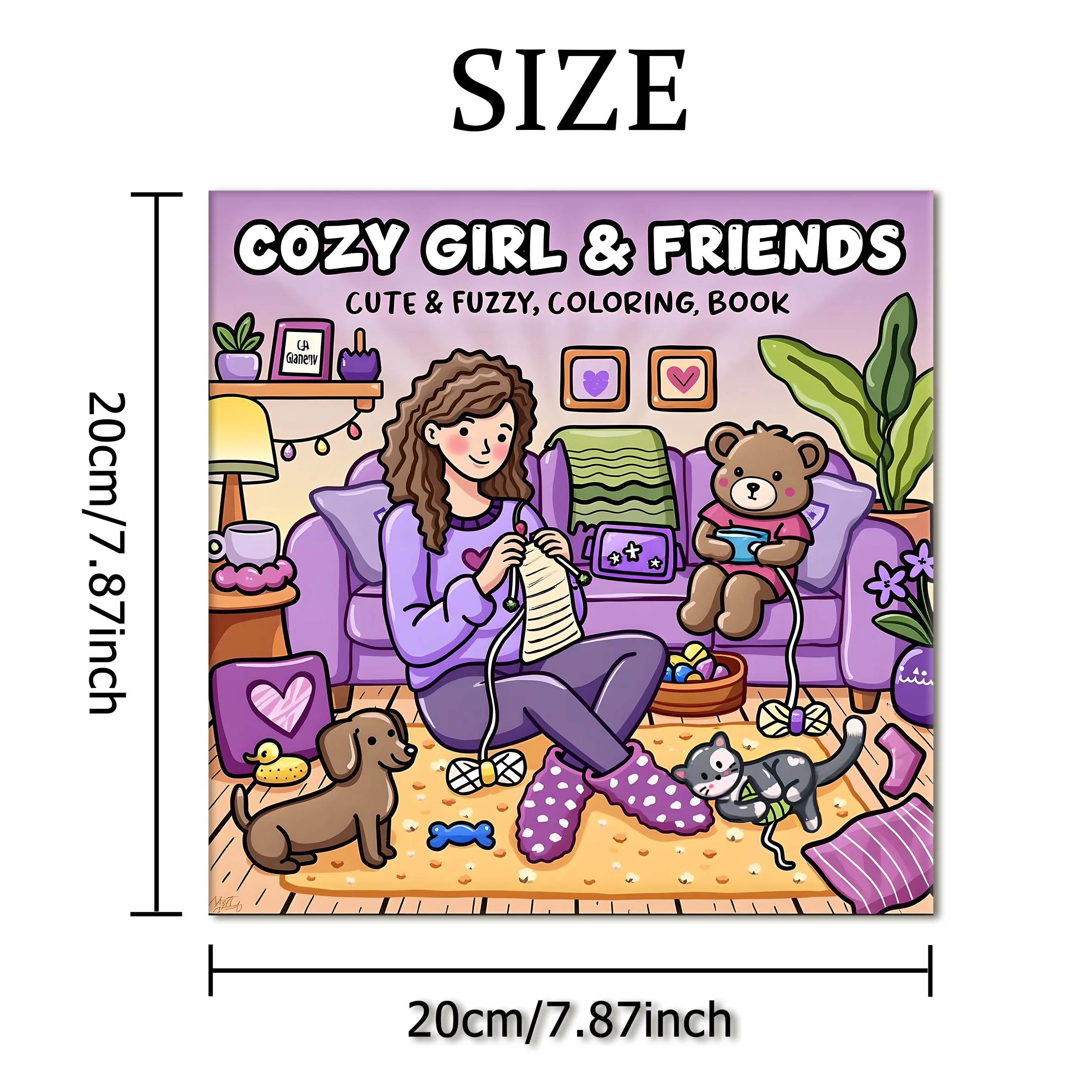 COZY GIRL & FRIENDS Malbuch mit einfachen Mustern für Erwachsene, niedliches Zeichenbuch, perfektes Geschenk für Party und Geburtstag – Detail 2