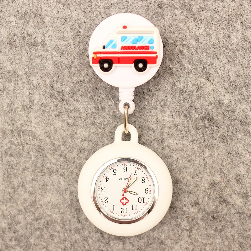 Cartoon Pocket Watch para homens e mulheres, médico, enfermeira, médico, retrátil, com clipe