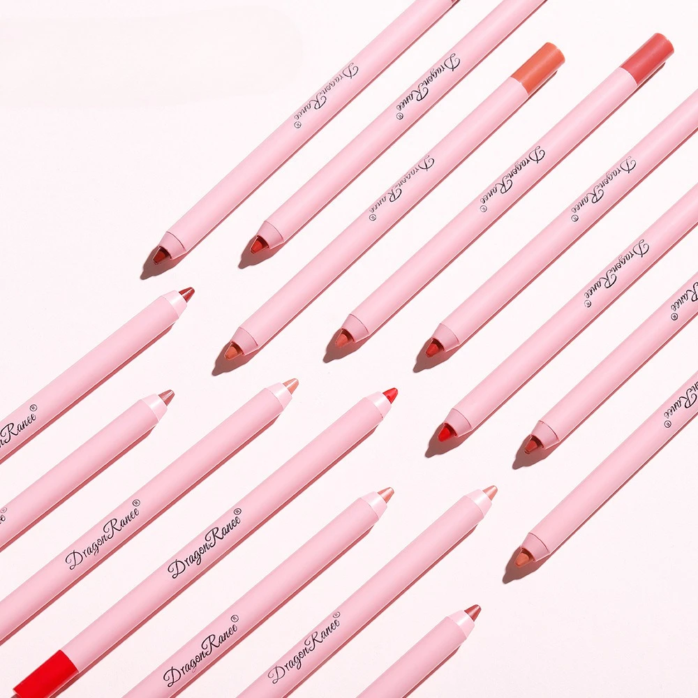 Matita per labbra Pasta di fagioli opaca impermeabile Linea di ganci colorati Penna per rossetto carnoso La penna in schiuma non sbiadisce Liner per labbra