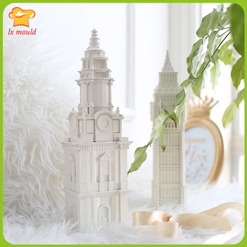 European Style Building Home Decoration Mould Big Ben Candle Silicone Mold St. Paul\'s Cathedral Plaster Craft Silicone Mold