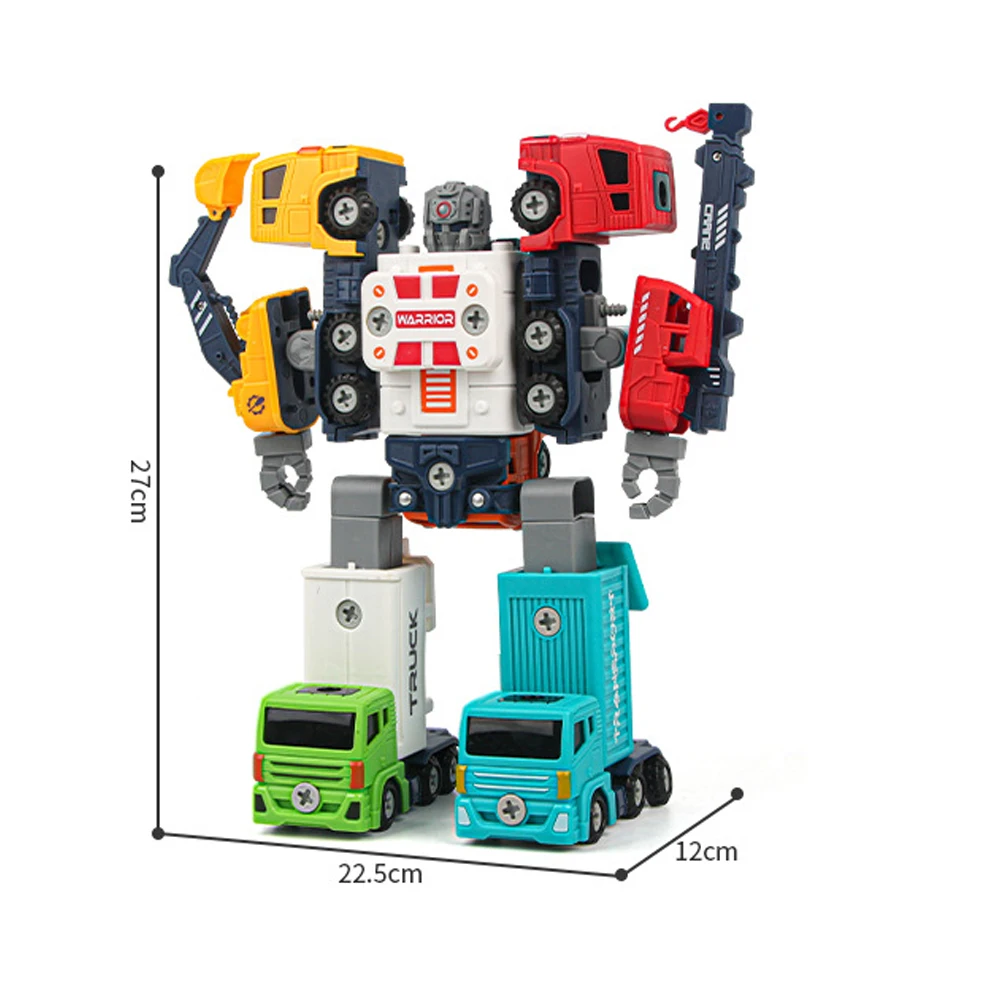 DIY Construction Truck Toys Take Apart Trucks Robot Vehicle Fire Engine Toy Screw Build Car Robot Toy for Boy Kids Building Gift