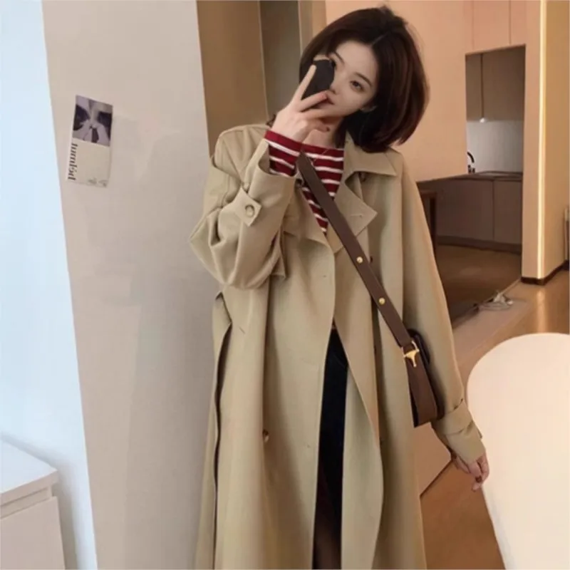 Khaki trench coat for women new style and elegant mid-length