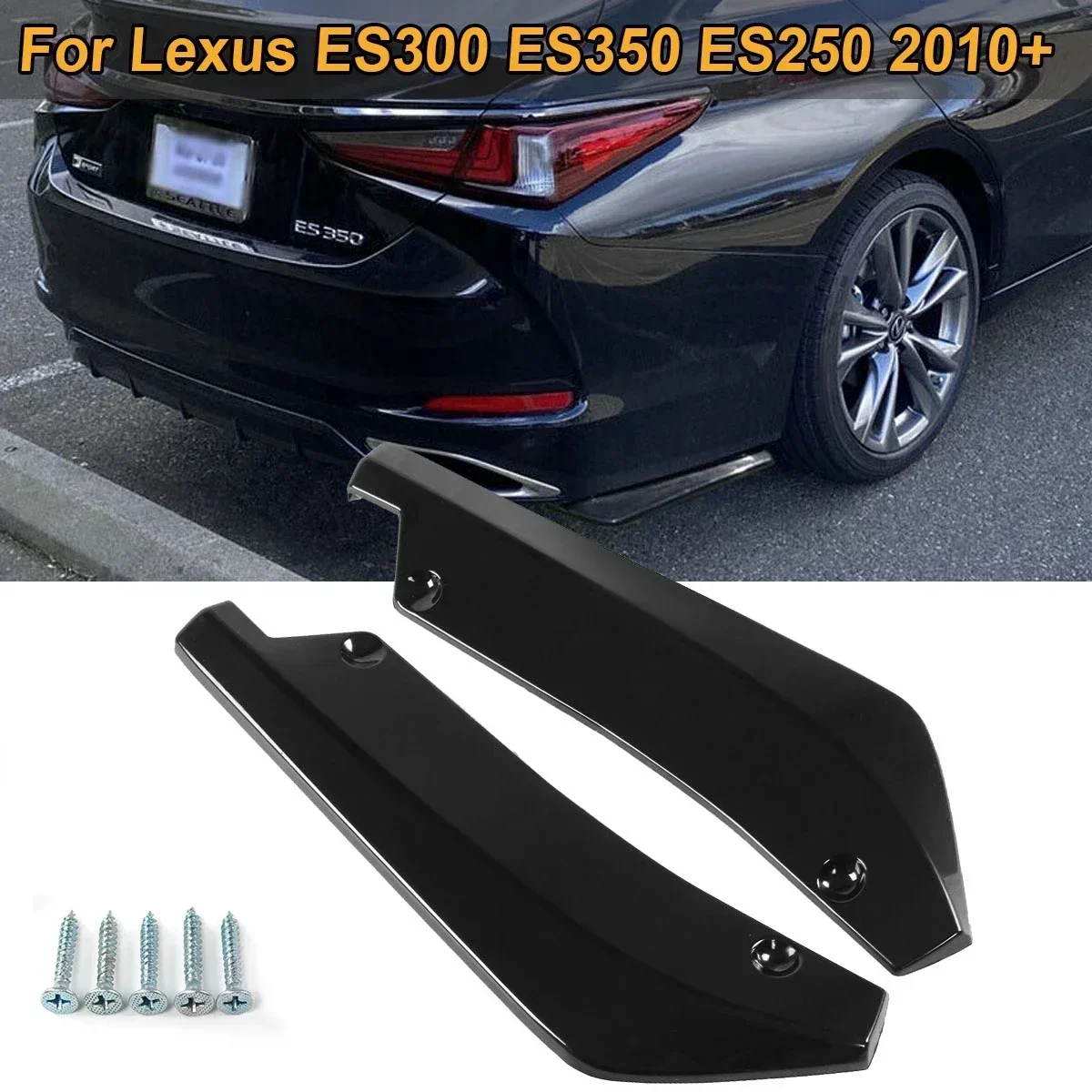 2PCS/SET Rear Bumper Canards Splitter Side Spoiler Diffuser Valance Trim For LEXUS ES Series ES350 ES300 Sedan Car Accessories