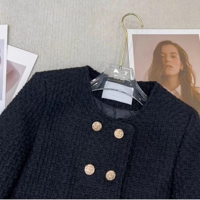 Chic Fleece-Filled Liner Jacket Women\'s Outwear 2024 Autumn Winter New Fashion Loose Casual French Tweed Coat Short Tops