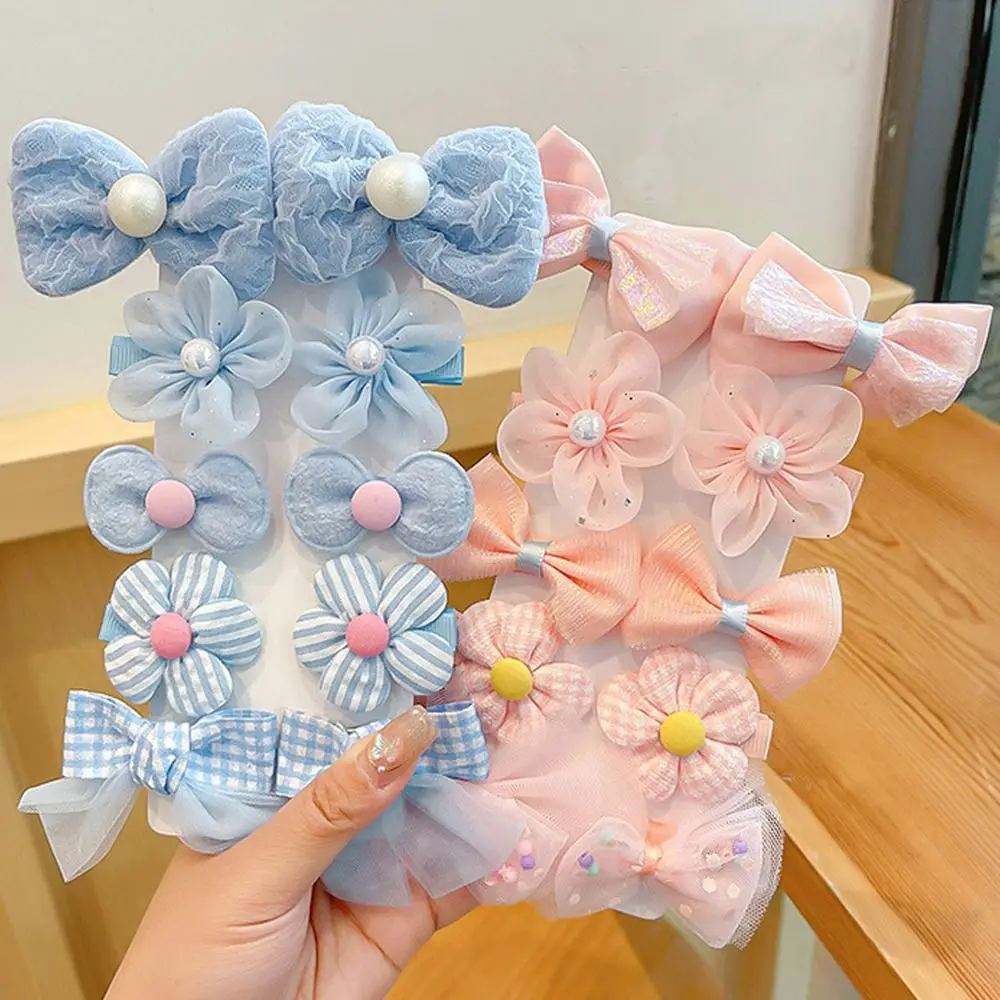 10pcs New Cute Hair Clips Bow Flower Multicolor Bangs Broken Hairpin Sweet Headdress Side Barrettes