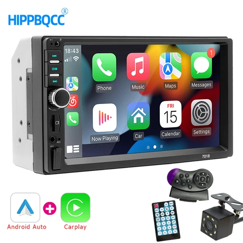 Imagen 1 del producto HIPPBQCC 7 ""HD pantalla táctil 2 Din Radio de coche enlace espejo para reproductor MP5 Universal reproductor Multimedia navegación de audio automática BT USB