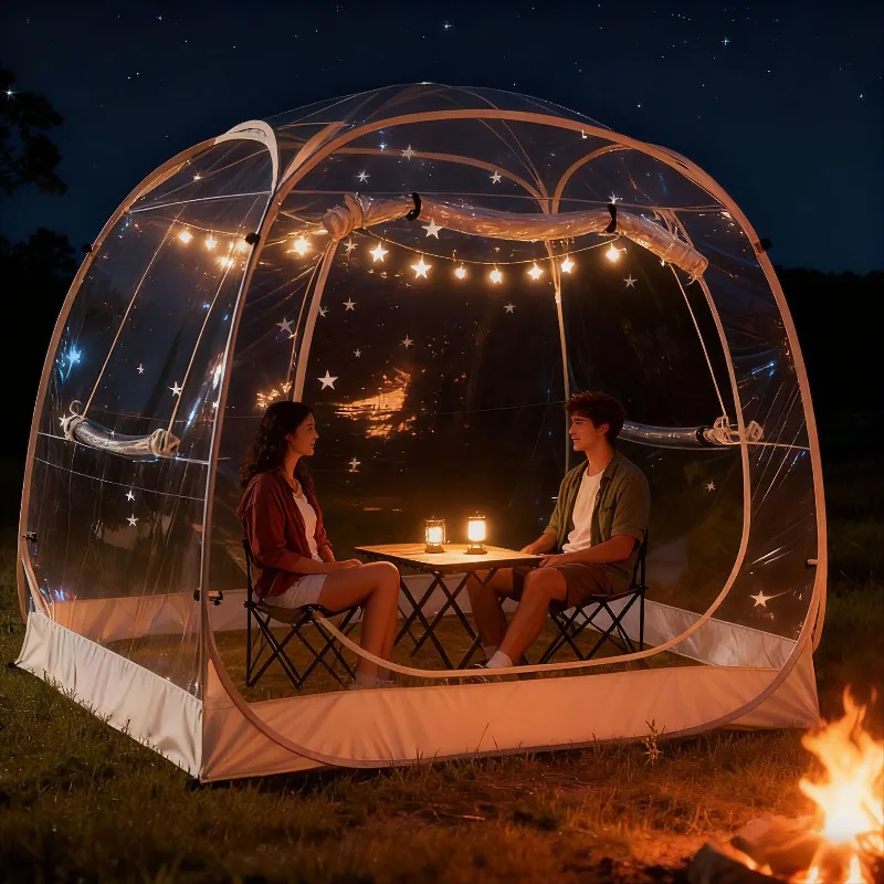 Outdoor leisure camping bubble house sun room barbecue restaurant stall use thickened transparent starry sky tent