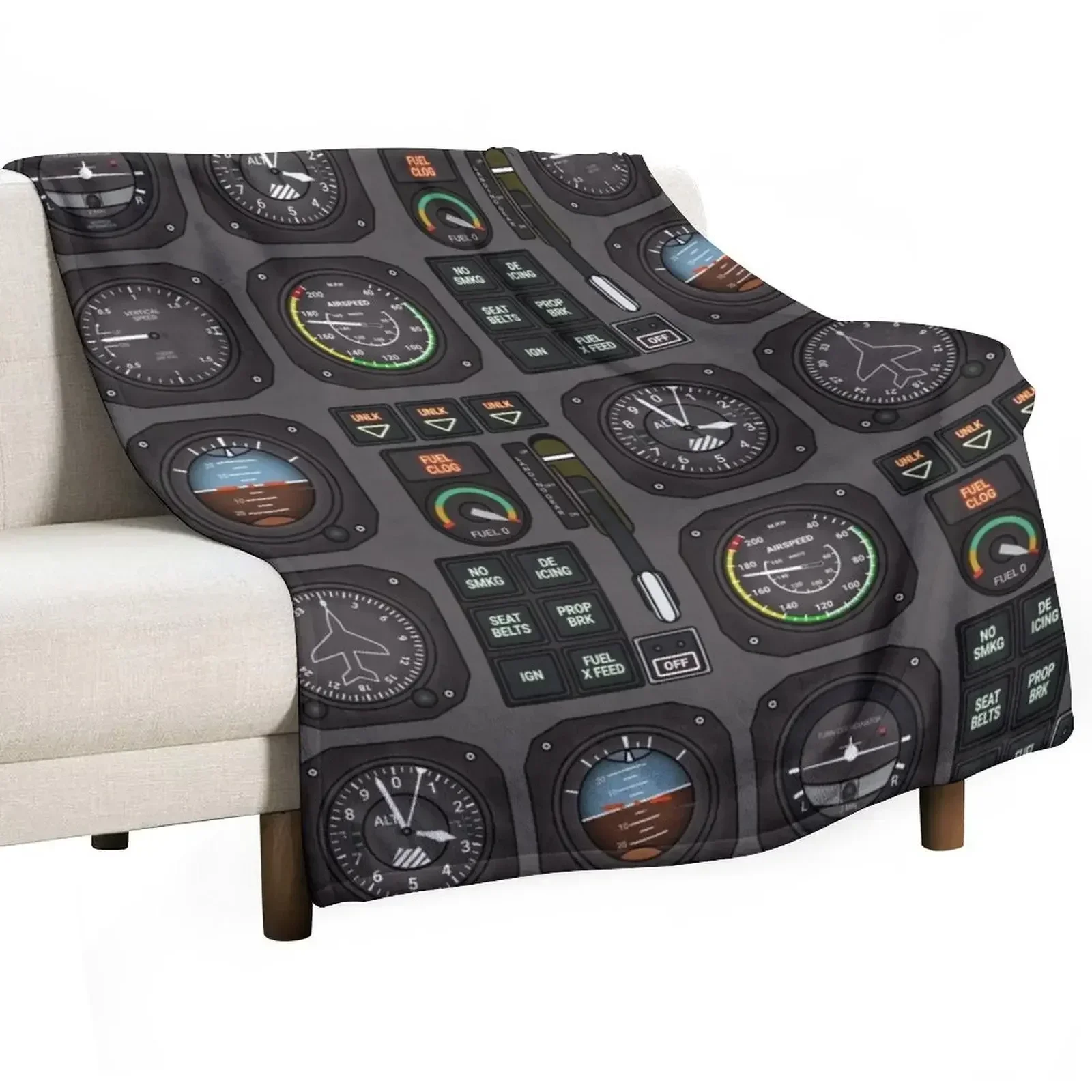 Pilot Flight Instruments Throw Blanket Personalized Gift warm winter Softest Luxury Throw anime Blankets