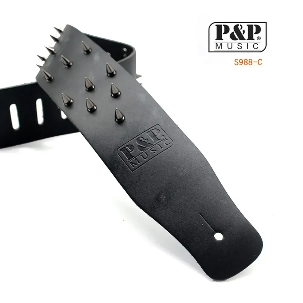 1pc Guitar Strap Metal Spike Studded Adjustable Heavy Duty Leather Guitar Strap Guitars Bass Accessories Parts Dropship