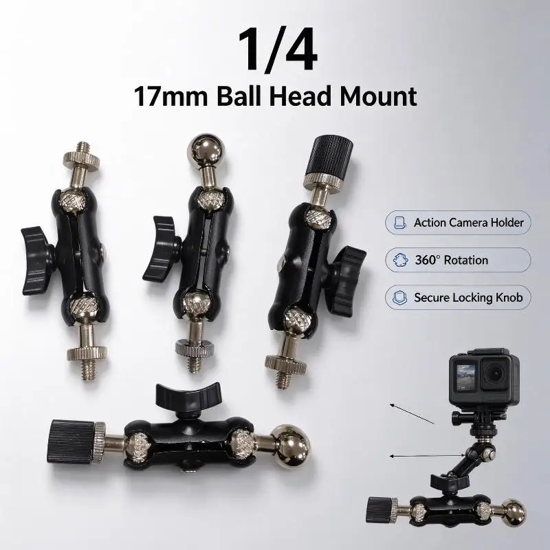 1Pcs 1/4 Screw Extend Mount Double Ball Head Articulating Magic Arm For Camera Monitor Light And Mic Photography Mounting