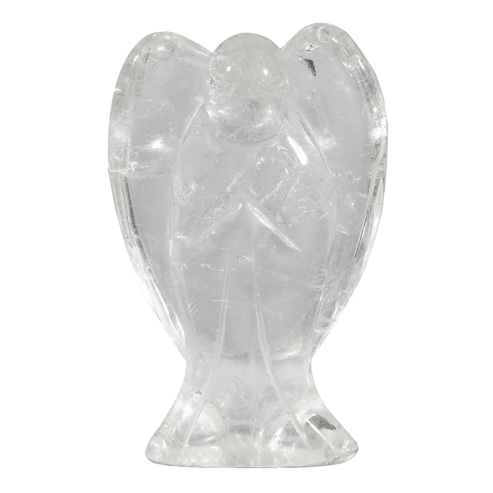 

3" Natural Rock Quartz Crystal Stone Pocket Guardian Angel Figurine Carved Gemstone Healing Statue For Home Office Desk Decor