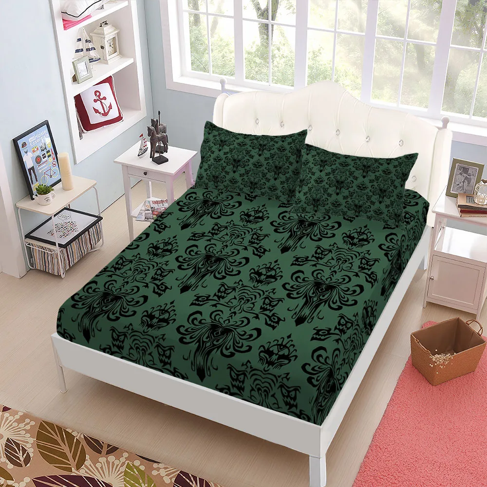 Haunted Houses Horror Fitted Sheet Set Single Full Double Bed Linen