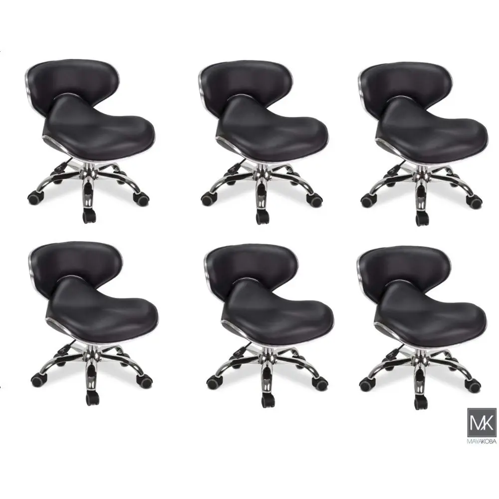 6-Piece Nail Pedicure Stool Set, Black Adjustable Comfort Pneumatic Pump Furniture & Equipment