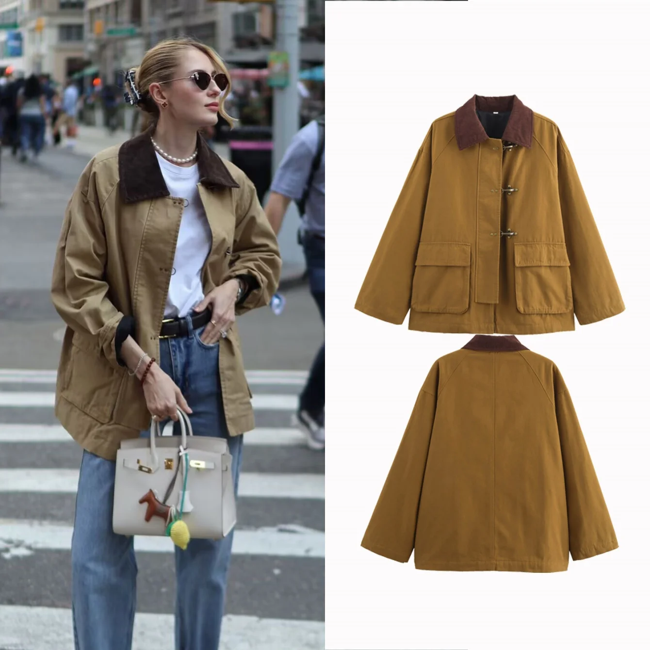 

2025 Women Loose Jacket Autumn Winter Vintage Out Coat American Style Versatile Corduroy Lapel Loose Casual Jackets