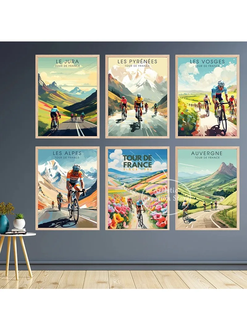 AliExpress NONE Bike and Cyclist Tour De France Poster Alpe D'Huez Circuit Landscape Prints Canvas Painting Wall Picture Living Room Home Decor