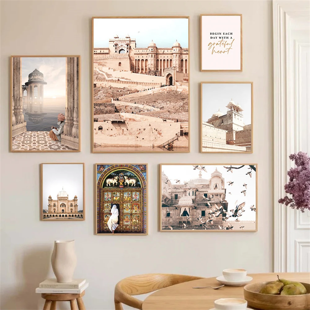 

Islamic Church Canvas Posters Mosque Architecture Landscape Painting Picture Morocco Door Wall Art Print Living Room Home Decor