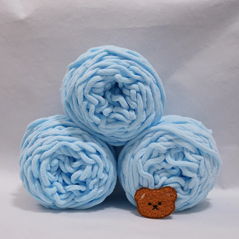 3PCS 300g Chenille Knitting Yarn Soft Ice Strip Line Cotton Yarn DIY Wool Yarn for Handmade Knitting Blanket Scarf Thick Thread