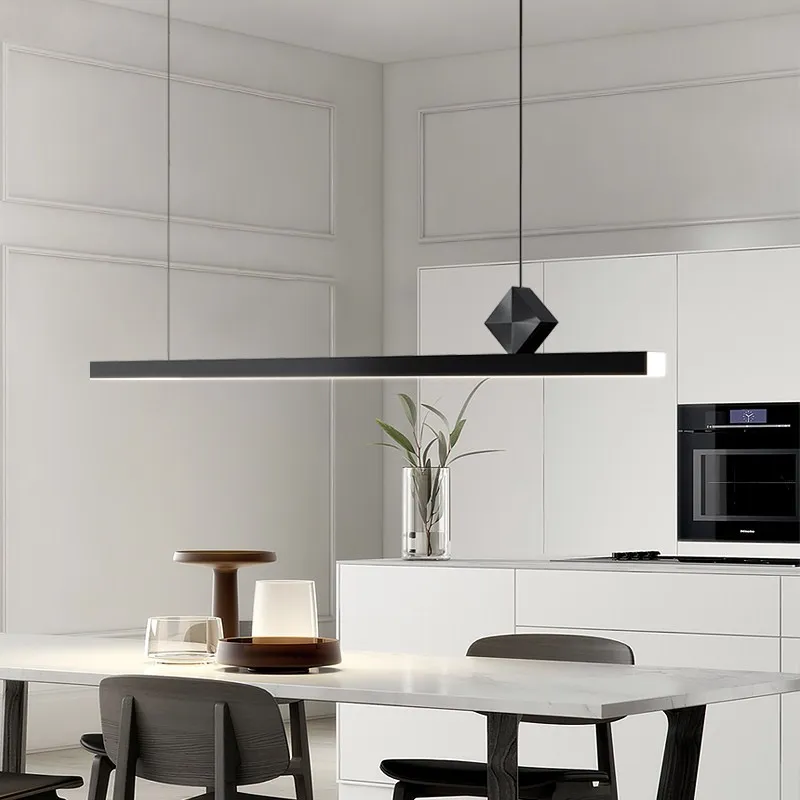 

Nordic Minimalist Straight Bar Pendant Light High-end Brushed Aluminum Hanging Line Light Dining Table Lighting Fixture