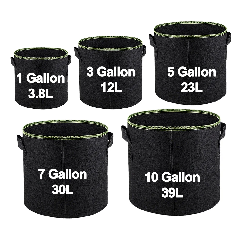 1/3Pcs Vegetable/Flower/Plant Grow Bags 3/4/5/7/10 Gallon, Thickened Non-Woven Grow Bags, Aeration Fabric Pots with Handles