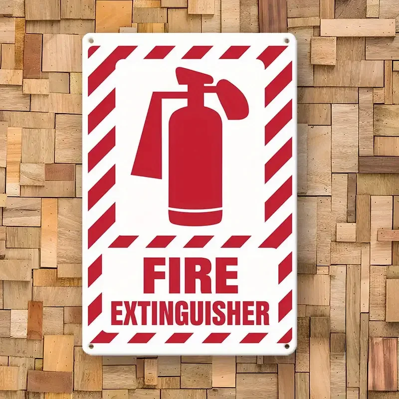 Vintage Fire Extinguisher Iron Sign Metal Plaque Safety Wall Decor Home Office Poster 8x12 Inch Easy Hang