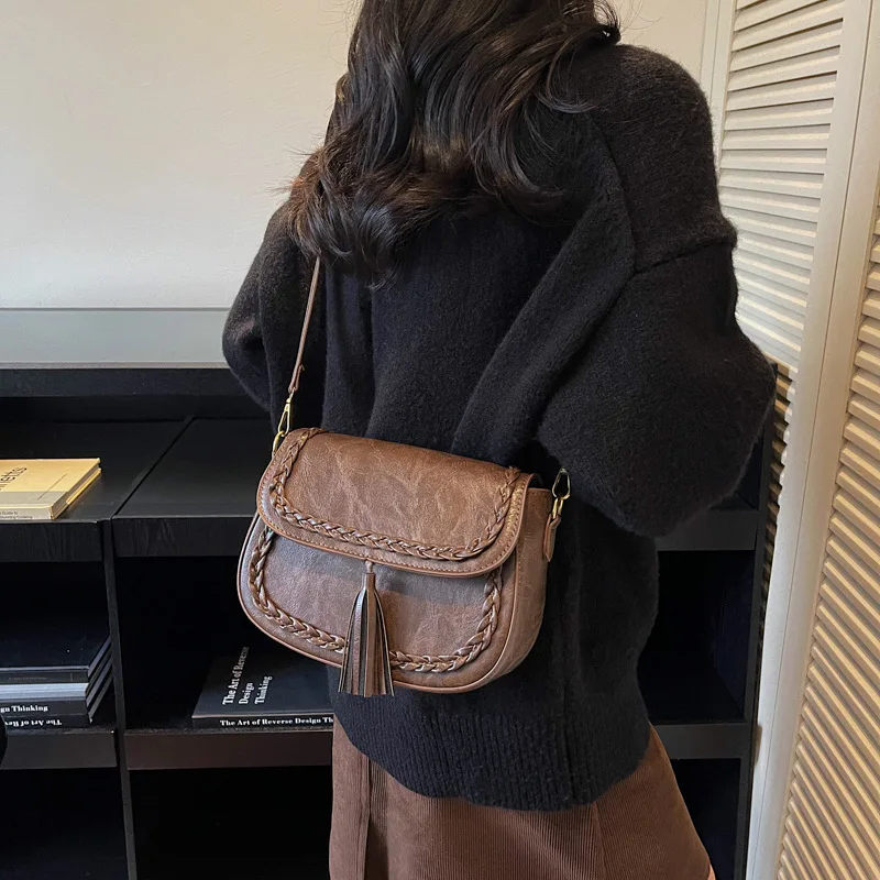 

2025 Woven Shoulder Bag for Women, Bohemian Macrame Crossbody Purse, Cotton Rope Beach Bag for Summer Vacation & Daily Use​