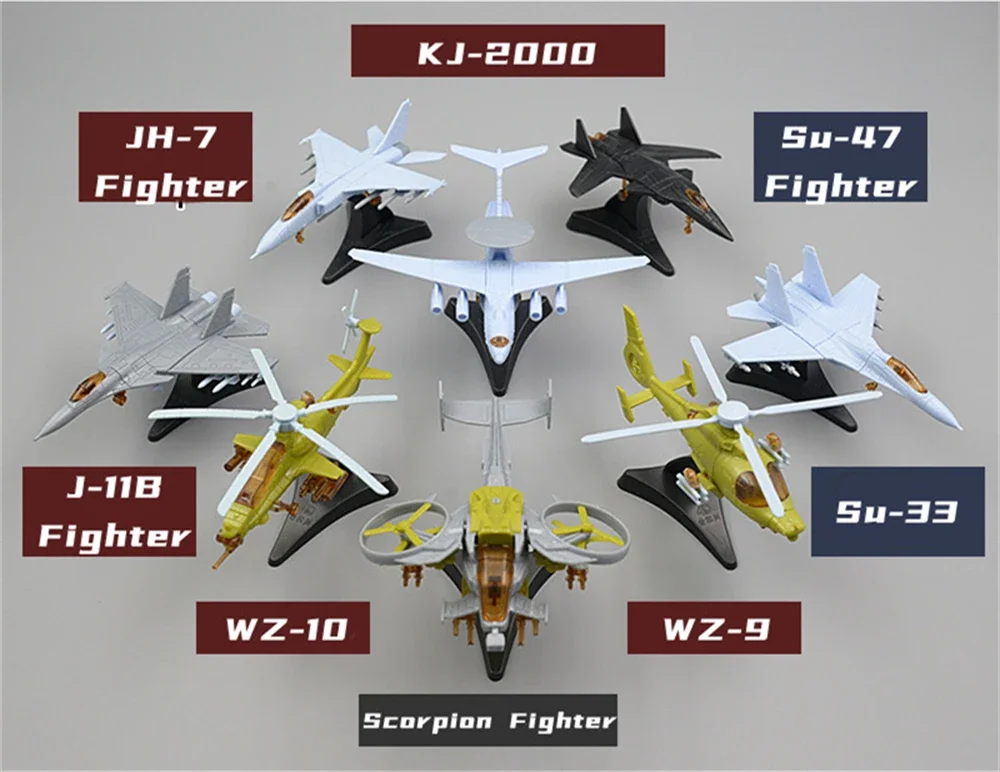 Desktop Ornaments 8 Styles Airplane Assembly Model WZ-8 J-10 J-31 A-10 UH-60A FC-1 MI-24 Fighter Military Mini Model Toys