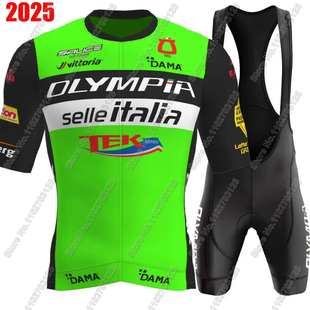 Italy-Olympia 2025 Cycling Jersey Set Men Summer italy Clothing Road Bike Shirts Suit Bicycle Bib Shorts MTB Ropa Maillot